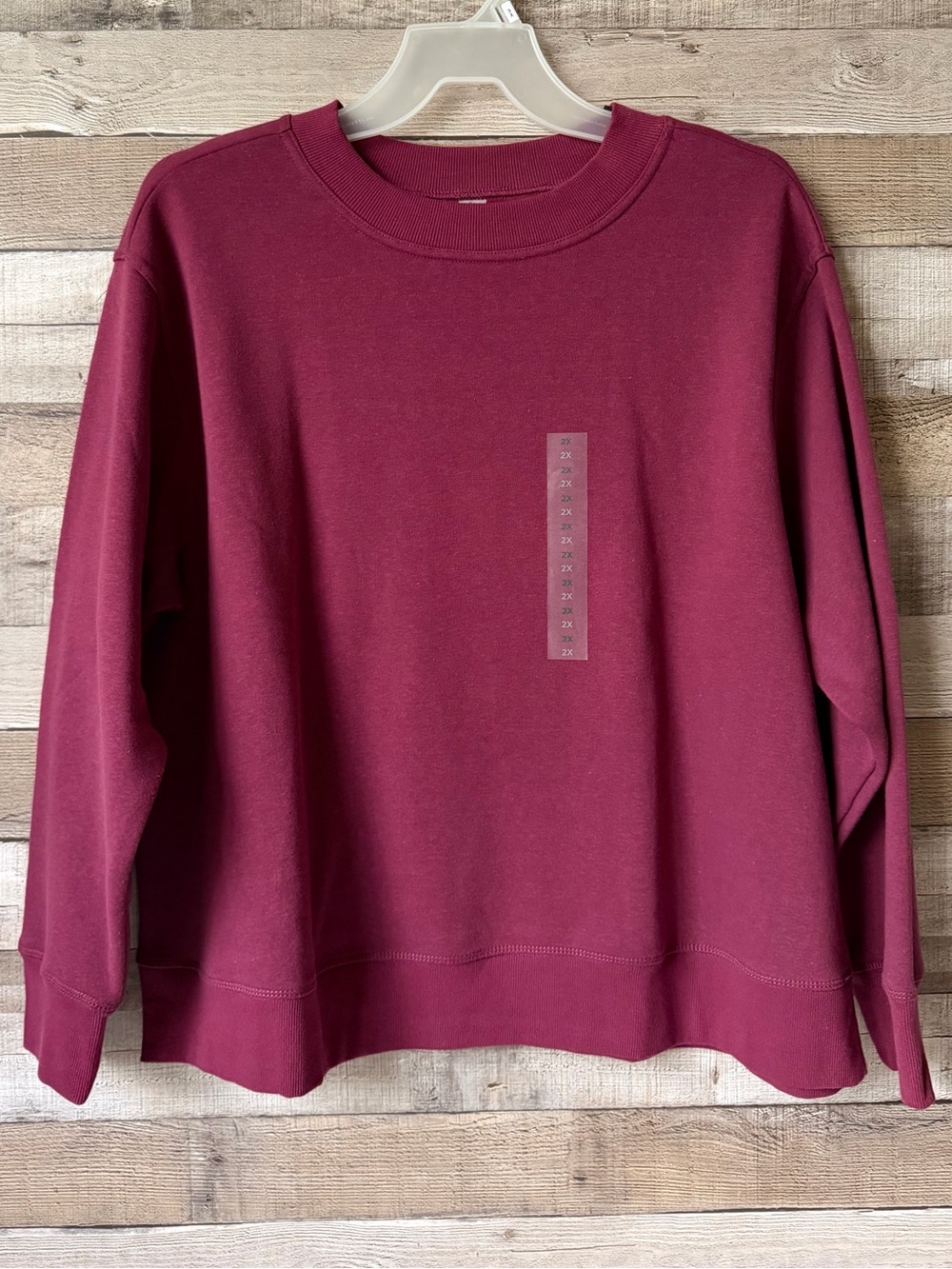 DIP Women Active 2X Berry Burgundy Crewneck Sweatshirt NWT Eco Friendly